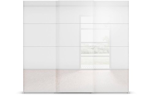 Goossens Excellent Kledingkast Finca Glans Glas, Slaapkamerkast 240 cm breed, 236 cm hoog, 3x 4 paneel glas schuifdeuren