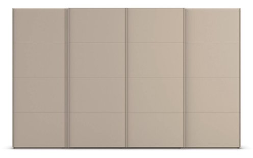 Goossens Excellent Kledingkast Finca Mat Glas, Slaapkamerkast 400 cm breed, 223 cm hoog, 4x 4 paneel glas schuifdeuren