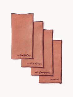 Linnen cocktailservetten Cosmo met borduursel, 4 stuks