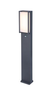 Lutec Qubo - tuinpaal met bewegingsmelder - 11 x 9 x 75 cm - 17W LED incl. - IP54 - donkergrijs