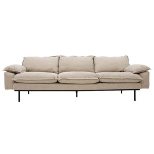 HKliving Retro Bank 4-zits Wafer/cream