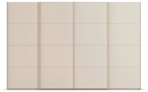 Goossens Excellent Kledingkast Finca Mat Glas, Slaapkamerkast 320 cm breed, 236 cm hoog, 4x 4 paneel glas schuifdeuren