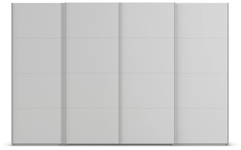 Goossens Excellent Kledingkast Finca Mat Glas, Slaapkamerkast 400 cm breed, 236 cm hoog, 4x 4 paneel glas schuifdeuren