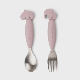 Done by deer Deer Friends Easy-grip bestekset 2-delig Powder