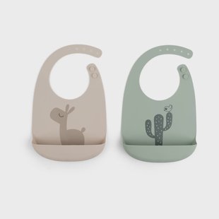 Done by deer Lalee slabbetje 2-pack Grijs-groen
