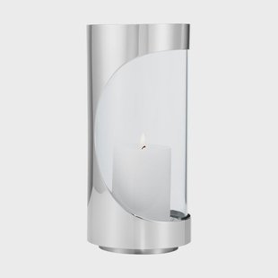 Georg Jensen Chrome contours hurricane kaarsenhouder 22 cm Roestvrij staal