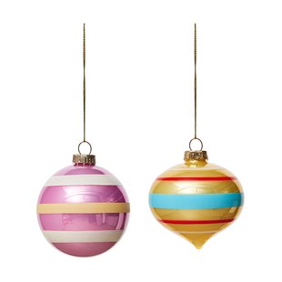 OYOY Vintage christmas glass ball No. 1  kerstbal 2-delig Multi