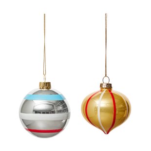 OYOY Vintage christmas glass ball No. 2 kerstbal 2-delig Multi