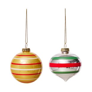 OYOY Vintage christmas glass ball No. 3 kerstbal 2-delig Multi