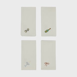 OYOY New Year katoenen servet 45x45 cm 4-pack Offwhite