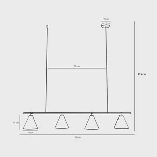 ALDEX Hanglamp vorm 4, zwart, metaal, 4-lamps, kegel, E27