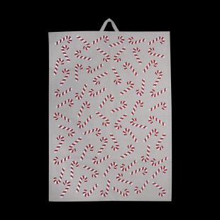 Pluto Design Candy cane theedoek 50x70 cm Wit-grijs-rood