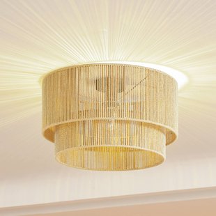 Lindby plafondlamp Anuva, beige natuur, papier, Ø 45 cm