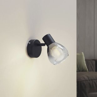 Lindby Pendura wandlamp, Ø 9 cm, zwart, glas