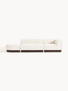 Modulaire chaise longue Natalie van teddy-boucl&eacute; met poef (links/rechts)