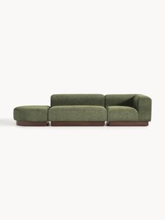 Modulaire chaise longue Natalie uit teddy-boucl&eacute; met poef (links/rechts)