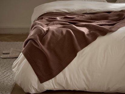 Yumeko Deken katoen rib cocoa brown 150x210 100% biologisch en fairtrade katoen