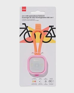 HEMA USB fietslampje voor- en achter roze