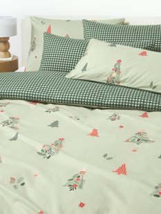 Perkalkatoenen dekbedovertrek Pine