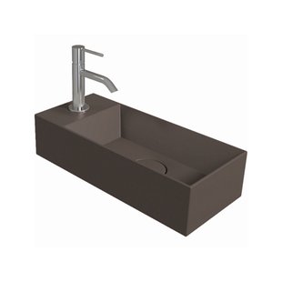 Fontein Salenzi Spy 45x20 cm Mat Donkerbruin Kraangat Rechts (inclusief bijpassende waste)