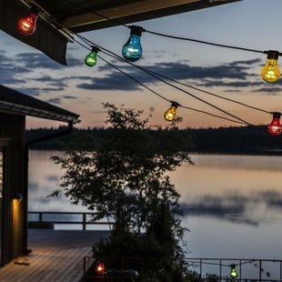 Konstsmide - decoratieve party lichtset met dimfunctie - 9,5m lengte met 10m snoer - 20 LED lampen incl. - 6,8W - IP44 - multikleur