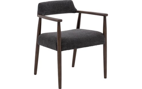 Goossens Eetkamerstoel Jesper antraciet stof met armleuning,