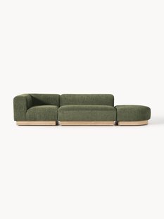 Modulaire chaise longue Natalie van teddy-boucl&eacute; met poef (links/rechts)
