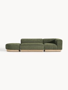 Modulaire chaise longue Natalie van teddy-boucl&eacute; met poef (links/rechts)