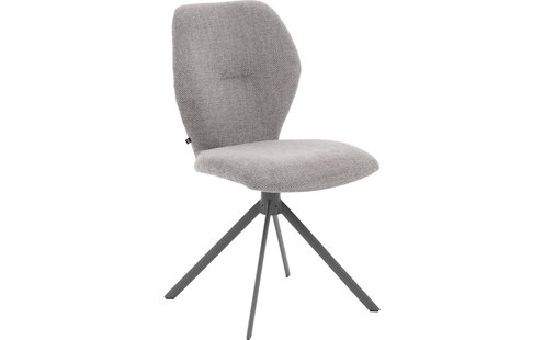 Goossens Eetkamerstoel Hera lichtgrijs stof leuning, modern design