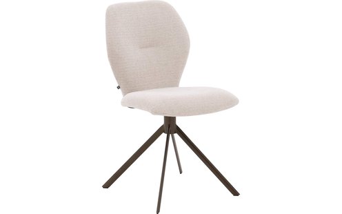Goossens Eetkamerstoel Hera beige stof leuning, modern design