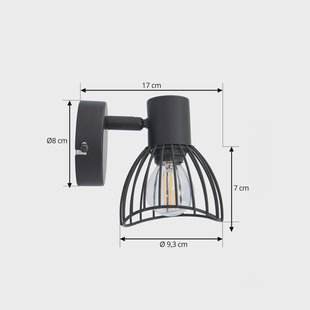 Lindby plafondlamp Piena, zwart, 1-lamp, metaal, Ø 9,3cm