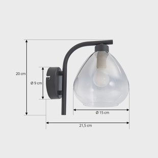 Lindby Pendura wandlamp, Ø 15 cm, zwart, glas