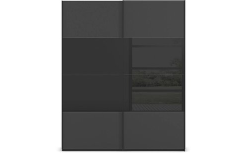 Goossens Kledingkast Finca Combi Glans-mat Glas, Slaapkamerkast 160 cm breed, 223 cm hoog, 2x 4 paneel (glas met glas mat combinatie) schuifdeuren