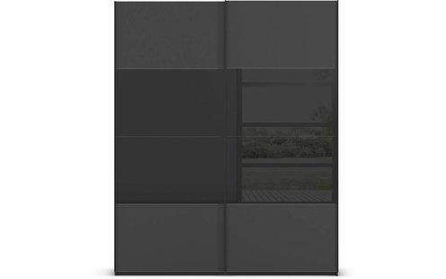 Goossens Kledingkast Finca Combi Glans-mat Glas, Slaapkamerkast 160 cm breed, 236 cm hoog, 2x 4 paneel (glas met glas mat combinatie) schuifdeuren Goossens Kledingkast Finca Combi Glans-mat Glas, Slaapkamerkast 160 cm breed, 236 cm hoog, 2x 4 paneel (glas met glas mat combinatie) schuifdeuren