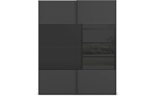 Goossens Kledingkast Finca Combi Glans-mat Glas, Slaapkamerkast 180 cm breed, 223 cm hoog, 2x 4 paneel (glas met glas mat combinatie) schuifdeuren