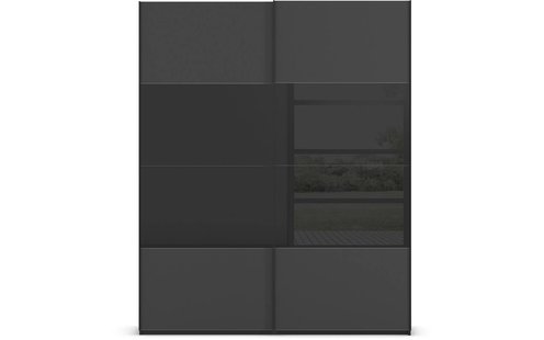 Goossens Kledingkast Finca Combi Glans-mat Glas, Slaapkamerkast 200 cm breed, 223 cm hoog, 2x 4 paneel (glas met glas mat combinatie) schuifdeuren