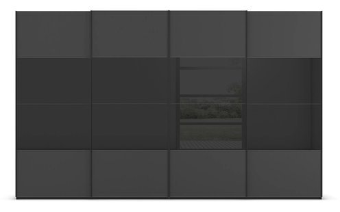 Goossens Kledingkast Finca Combi Glans-mat Glas, Slaapkamerkast 400 cm breed, 236 cm hoog, 4x 4 paneel (glas met glas mat combinatie) schuifdeuren