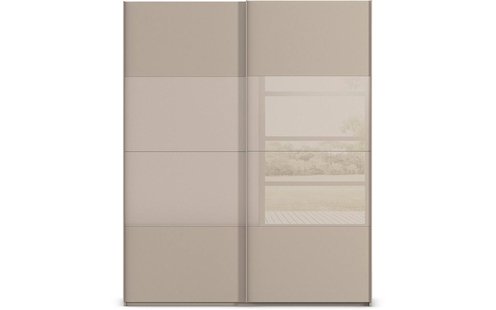 Goossens Kledingkast Finca Combi Glans-mat Glas, Slaapkamerkast 160 cm breed, 223 cm hoog, 2x 4 paneel (glas met glas mat combinatie) schuifdeuren