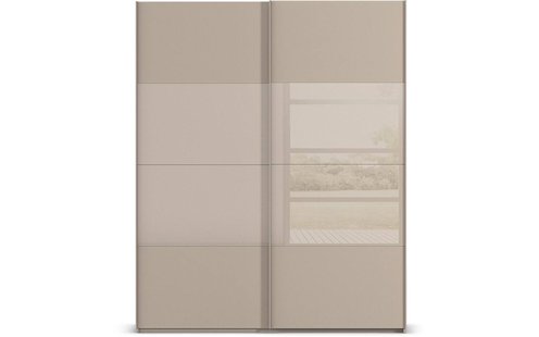 Goossens Kledingkast Finca Combi Glans-mat Glas, Slaapkamerkast 160 cm breed, 236 cm hoog, 2x 4 paneel (glas met glas mat combinatie) schuifdeuren Goossens Kledingkast Finca Combi Glans-mat Glas, Slaapkamerkast 160 cm breed, 236 cm hoog, 2x 4 paneel (glas met glas mat combinatie) schuifdeuren