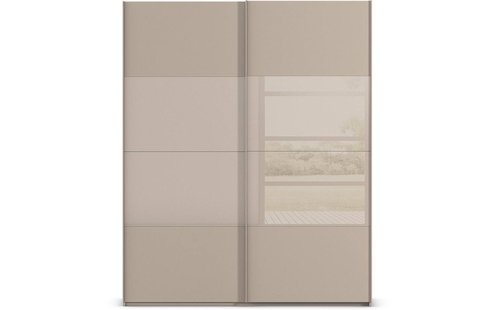 Goossens Kledingkast Finca Combi Glans-mat Glas, Slaapkamerkast 180 cm breed, 223 cm hoog, 2x 4 paneel (glas met glas mat combinatie) schuifdeuren
