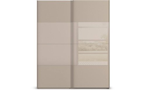 Goossens Kledingkast Finca Combi Glans-mat Glas, Slaapkamerkast 180 cm breed, 236 cm hoog, 2x 4 paneel (glas met glas mat combinatie) schuifdeuren