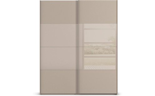 Goossens Kledingkast Finca Combi Glans-mat Glas, Slaapkamerkast 200 cm breed, 223 cm hoog, 2x 4 paneel (glas met glas mat combinatie) schuifdeuren