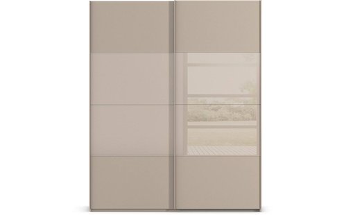 Goossens Kledingkast Finca Combi Glans-mat Glas, Slaapkamerkast 200 cm breed, 236 cm hoog, 2x 4 paneel (glas met glas mat combinatie) schuifdeuren