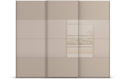 Goossens Kledingkast Finca Combi Glans-mat Glas, Slaapkamerkast 240 cm breed, 223 cm hoog, 3x 4 paneel (glas met glas mat combinatie) schuifdeuren