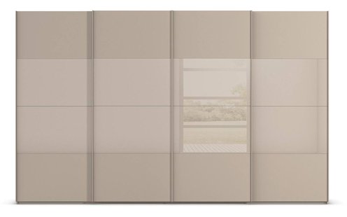 Goossens Kledingkast Finca Combi Glans-mat Glas, Slaapkamerkast 400 cm breed, 236 cm hoog, 4x 4 paneel (glas met glas mat combinatie) schuifdeuren