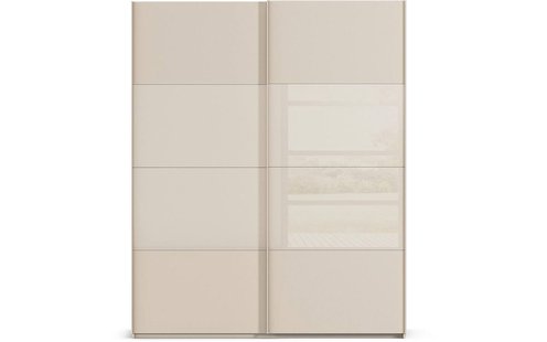 Goossens Kledingkast Finca Combi Glans-mat Glas, Slaapkamerkast 160 cm breed, 223 cm hoog, 2x 4 paneel (glas met glas mat combinatie) schuifdeuren