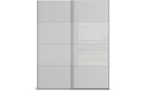 Goossens Kledingkast Finca Combi Glans-mat Glas, Slaapkamerkast 160 cm breed, 236 cm hoog, 2x 4 paneel (glas met glas mat combinatie) schuifdeuren