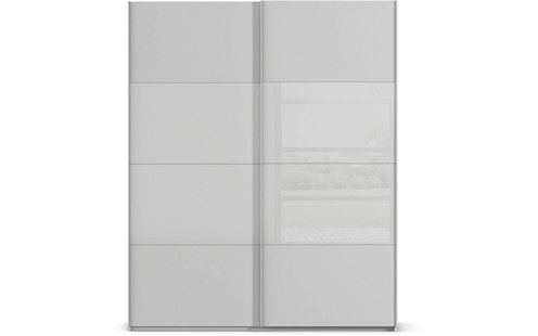 Goossens Kledingkast Finca Combi Glans-mat Glas, Slaapkamerkast 180 cm breed, 223 cm hoog, 2x 4 paneel (glas met glas mat combinatie) schuifdeuren Goossens Kledingkast Finca Combi Glans-mat Glas, Slaapkamerkast 180 cm breed, 223 cm hoog, 2x 4 paneel (glas met glas mat combinatie) schuifdeuren