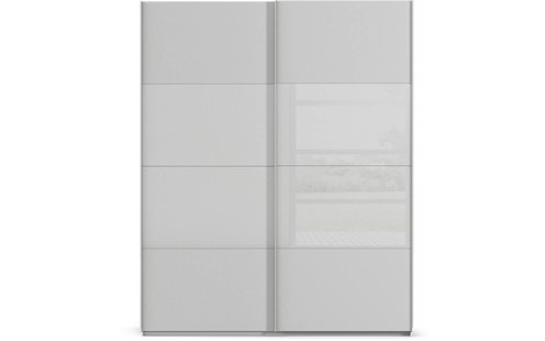 Goossens Kledingkast Finca Combi Glans-mat Glas, Slaapkamerkast 180 cm breed, 236 cm hoog, 2x 4 paneel (glas met glas mat combinatie) schuifdeuren