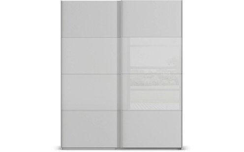 Goossens Kledingkast Finca Combi Glans-mat Glas, Slaapkamerkast 200 cm breed, 223 cm hoog, 2x 4 paneel (glas met glas mat combinatie) schuifdeuren